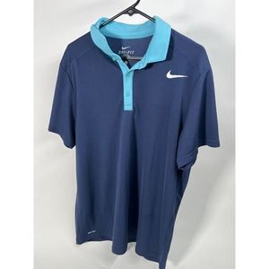 Nike Men's Baseline Tennis Polo Shirt XL 596582-412 Navy/Light Blue